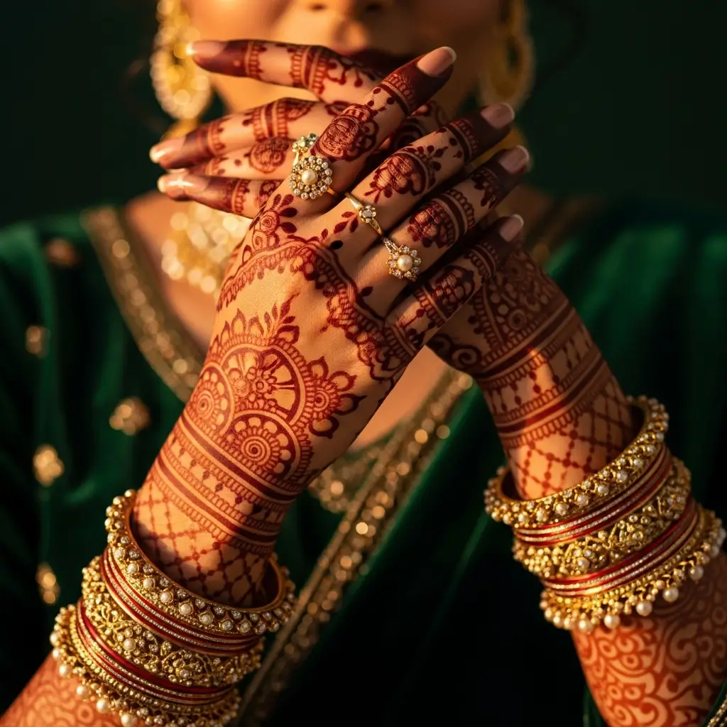 Intricate bridal mehndi on hands — Janvi Studio Ahmedabad