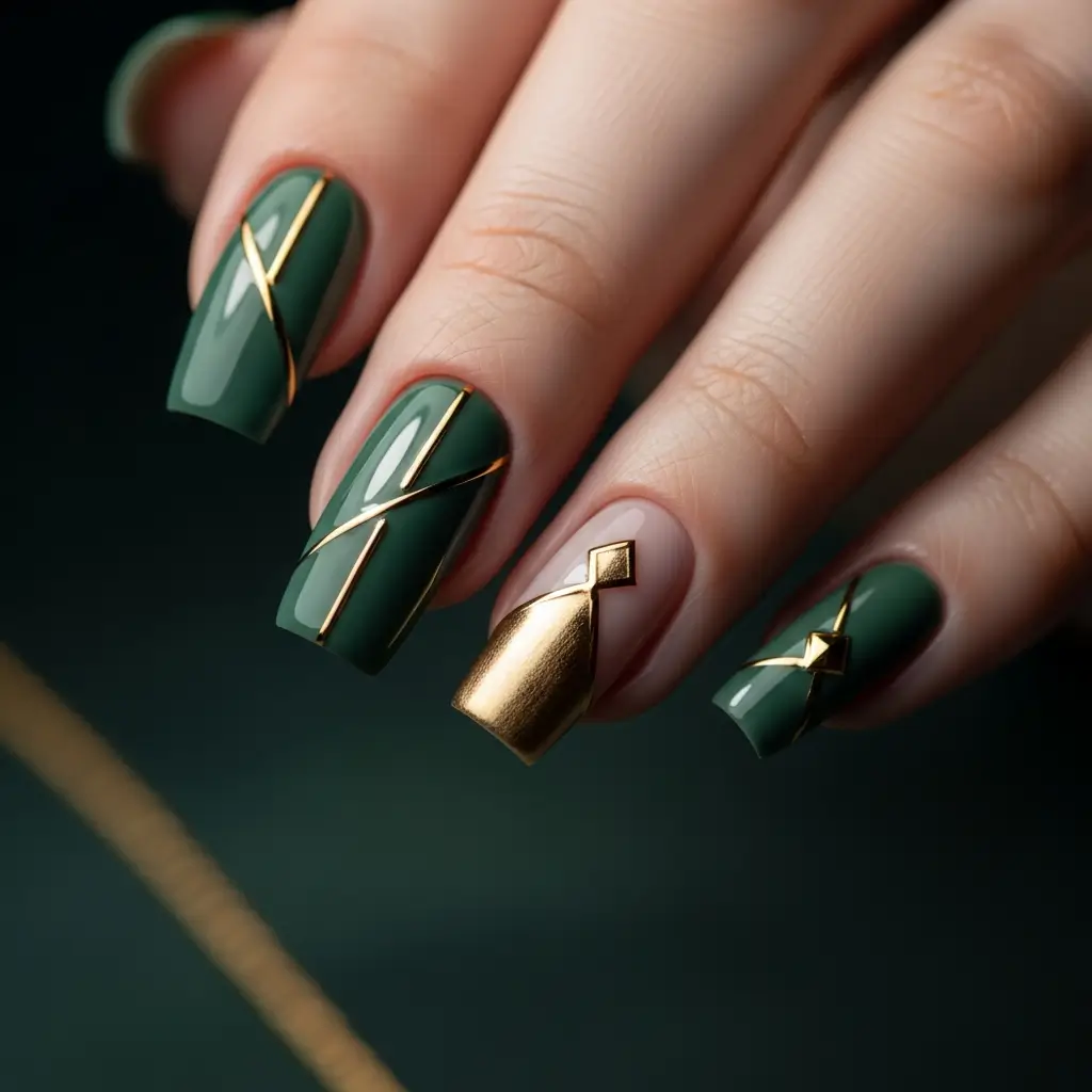 24k gold gilded nail art — couture nail design by Janvi Studio